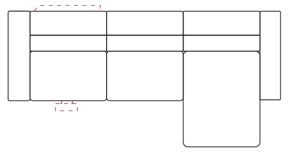 Left Arm + Right Chaise configuration